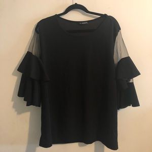 SHEIN Ruffle Cold Shoulder Top